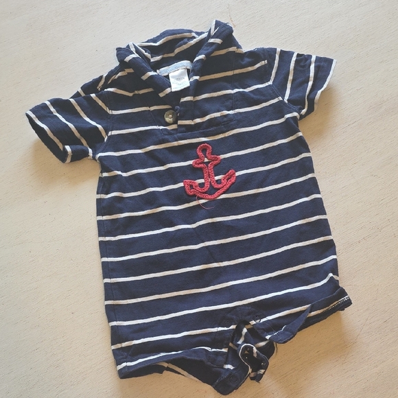 Janie and Jack Other - Janie‎ and Jack Navy and Cream Striped Romper
